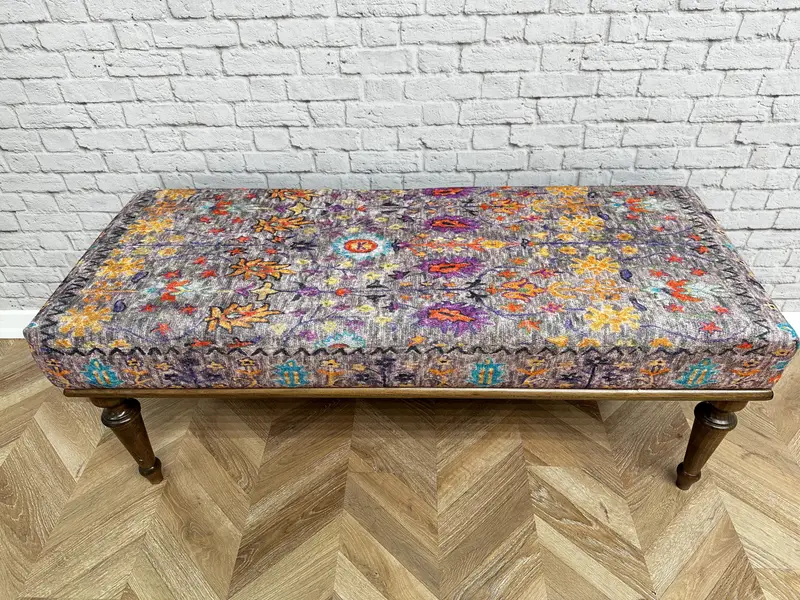 Juego de otomanas inspiradas en Kilim, otomanas rellenas de espuma de firmeza media