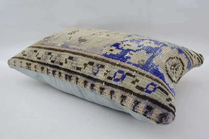 Vintage Kilim Pillow, Tribal Cushion Cover, Pillow Case, Interior Designer Pillow, Pillow for Sofa, 12x20 Beige Cushion Case - 6
