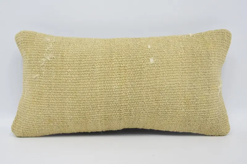 Beige Turkish Plaid Pillow Sham, 8x16 inch Antique Pillow Cover - 1