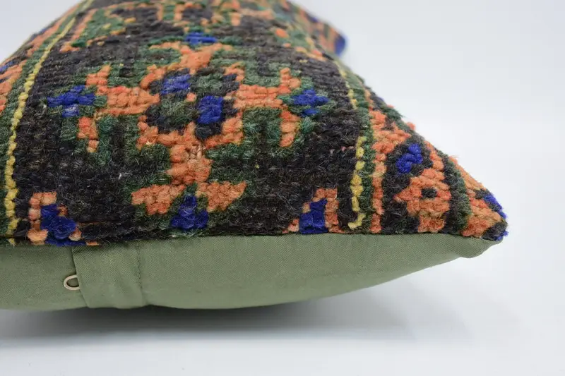 Pillow for Couch, Ethnical Kilim Rug Pillow, Kilim Cushion Sham, Vintage Throw Pillow Cover, 12x20 Blue Cushion, Cushion Cover - 5
