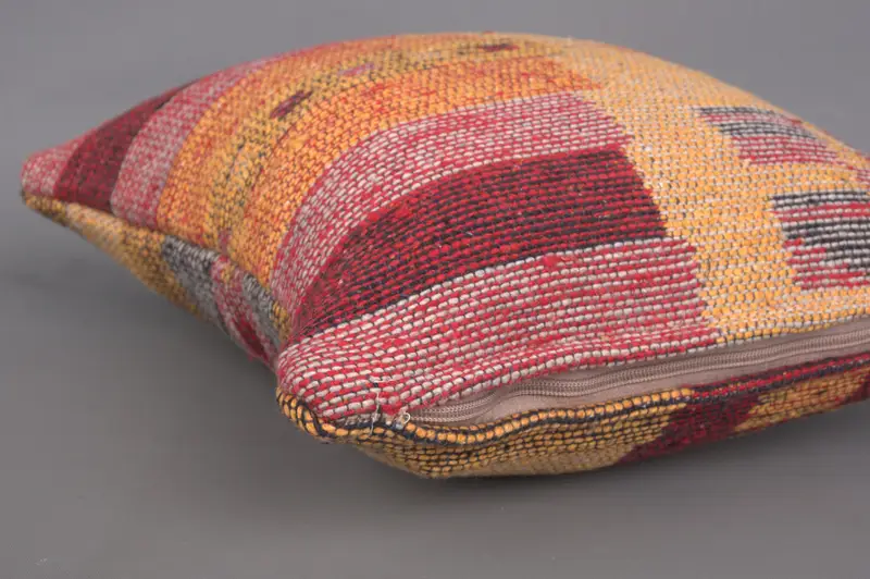 14x14 Yellow Cushion, Cushion Case, Handwoven Pillow Cover Cushion Case, Authentic Pillow Case, Pillow for Couch, Vintage Pillow, Kilim Cushion Sham - 6