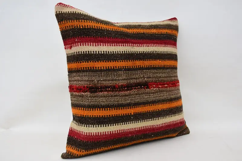 Pillow for Sofa, Interior Designer Pillow, Anatolian Pillow Sham, Cushion, 20x20 Red Cushion Cover, Ethnical Kilim Rug Pillow - 2