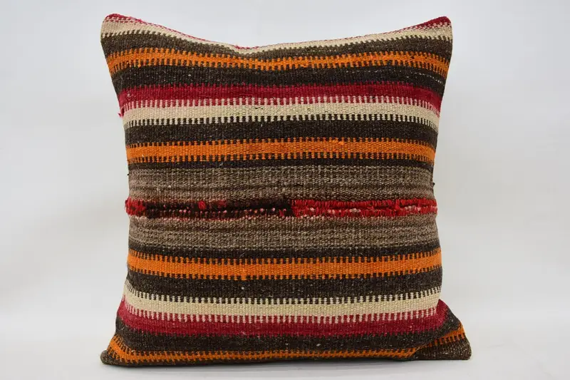Pillow for Sofa, Interior Designer Pillow, Anatolian Pillow Sham, Cushion, 20x20 Red Cushion Cover, Ethnical Kilim Rug Pillow - 4