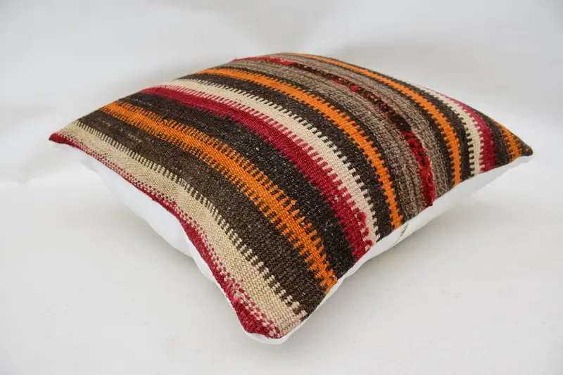 Pillow for Sofa, Interior Designer Pillow, Anatolian Pillow Sham, Cushion, 20x20 Red Cushion Cover, Ethnical Kilim Rug Pillow - 6