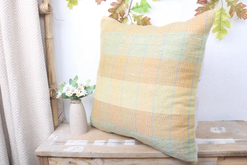 Pillow Cover, Vintage Kilim Throw Pillow, Antique Pillows, 20x20 Brown Pillow, Crochet Pattern Cushion, Kilim Pillow, Vintage Cushion Cover - 4