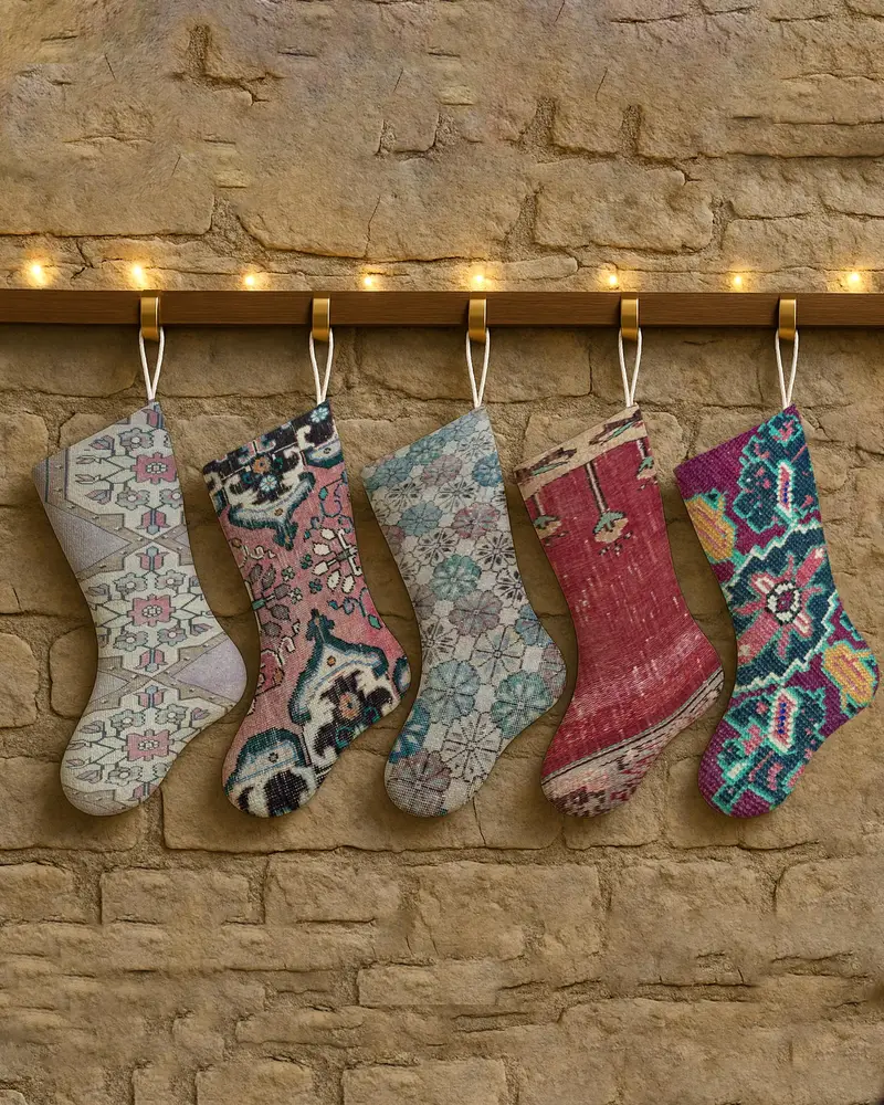 Şenlikli Pamuklu Noel Çorabı, 30 İnç Geniş Tatil Çorabı