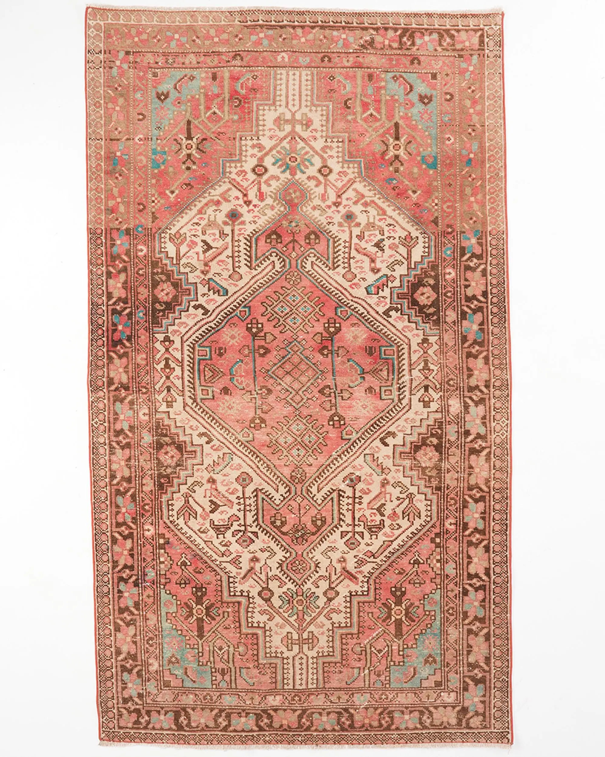 Turkish 4.5x7.8 ft Rug, Area Vintage Rug, Red Check Wool Rug - 1