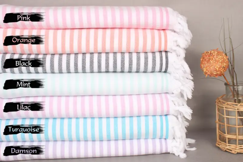 Wedding Anniversary Gift, Cotton towel, Gift For Boyfriend, Turkish hand towel, 70x36 Cotton Terry Striped Towel, Pool Towels, Quick-Dry Beach Towel - 1