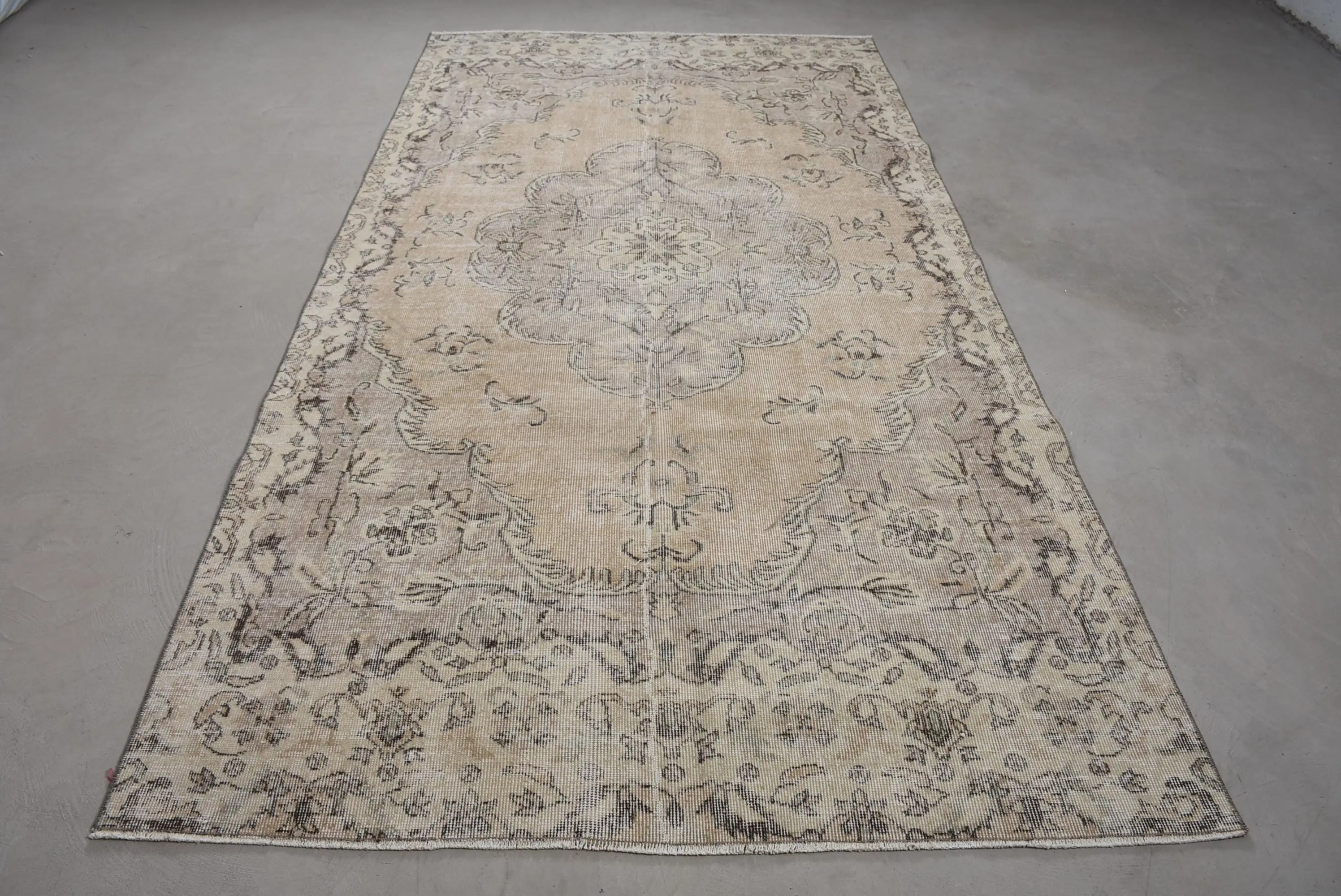 5.1x9.7 ft Vintage Halı, Türk Büyük Halı, Kahverengi Gri Çiçekli Halı - 1