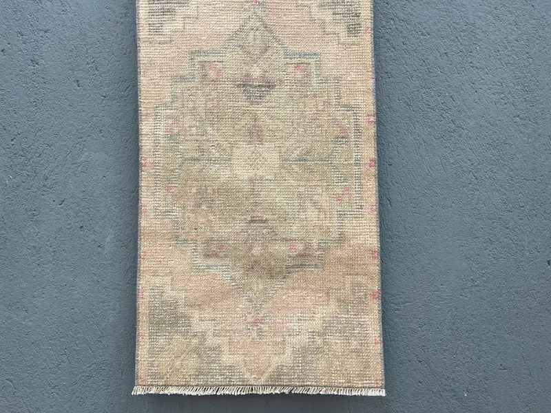 1.5x2.9 ft Turkish Rug, Vintage Small Rug, Brown Animal Print Wool Rug - 1