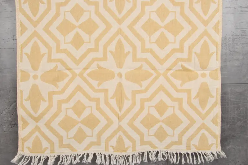 Organic Kitchen Towel Tulip Pattern Beige, 24x40 Inches