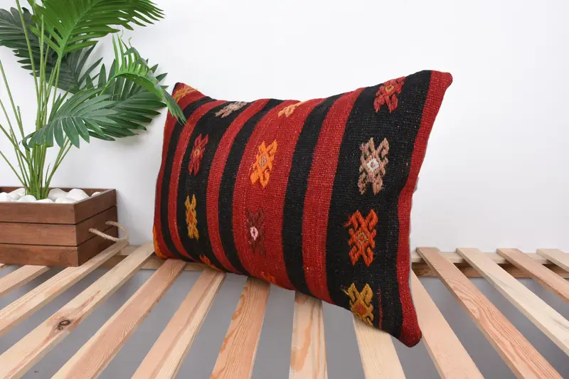 Home Decor Pillow, Cushion Case, Accent Throw Pillow Cover, Anatolian Pillow, Vintage Kilim Throw Pillow, 16x24 Red Pillow Case, Vintage Pillow - 5
