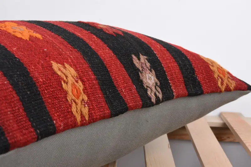 Home Decor Pillow, Cushion Case, Accent Throw Pillow Cover, Anatolian Pillow, Vintage Kilim Throw Pillow, 16x24 Red Pillow Case, Vintage Pillow - 7