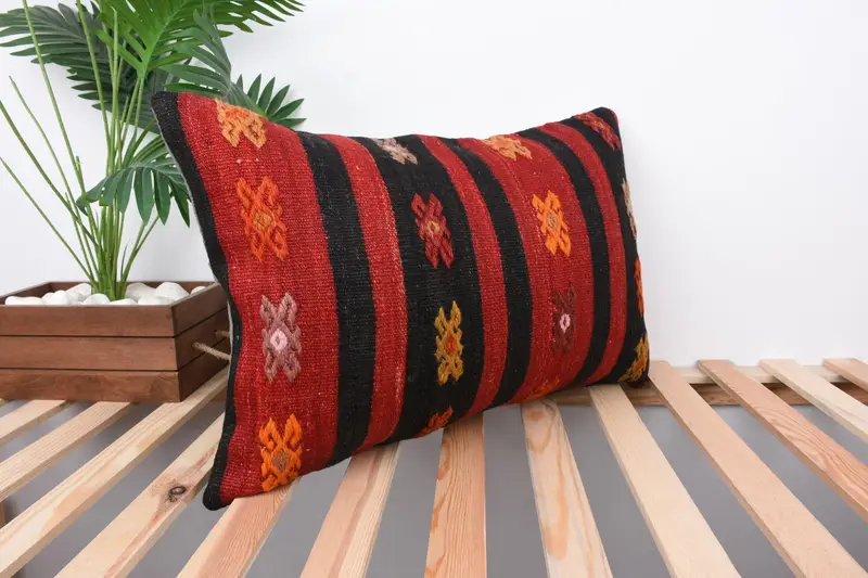 Home Decor Pillow, Cushion Case, Accent Throw Pillow Cover, Anatolian Pillow, Vintage Kilim Throw Pillow, 16x24 Red Pillow Case, Vintage Pillow - 4