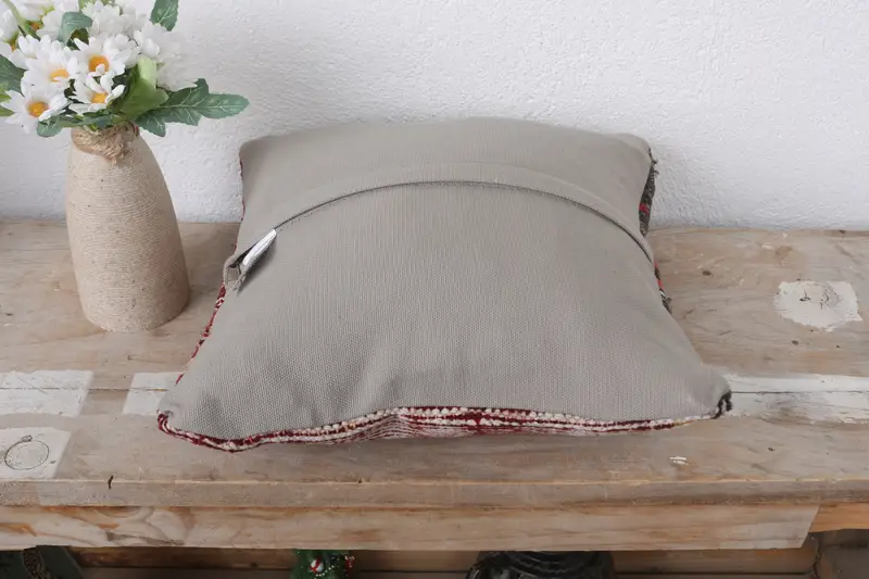 Throw Kilim Pillow, Vintage Kilim Throw Pillow, Pillow Cover, 12x12 Red Pillow, Accent Throw Cushion Case, Boho Chic Cushion Case, Pillow for Couch - 7