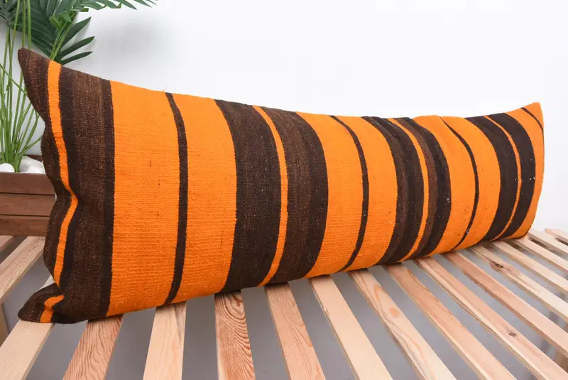 Cushion Cover, 16x48 Orange Pillow Case, Outdoor Throw Cushion Case, Sofa Bolster Cushion Cover, Kilim Pillow, Kilim Pillow Cover, Gift Pillow - 4