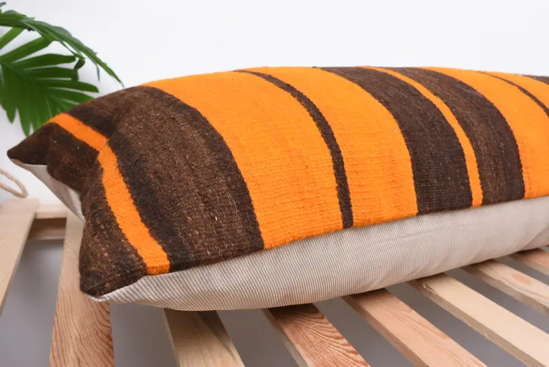 Cushion Cover, 16x48 Orange Pillow Case, Outdoor Throw Cushion Case, Sofa Bolster Cushion Cover, Kilim Pillow, Kilim Pillow Cover, Gift Pillow - 6