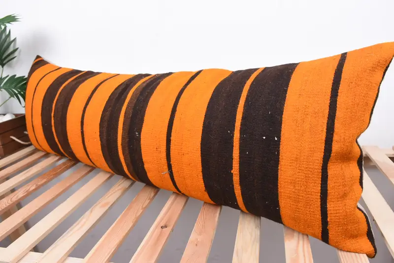 Cushion Cover, 16x48 Orange Pillow Case, Outdoor Throw Cushion Case, Sofa Bolster Cushion Cover, Kilim Pillow, Kilim Pillow Cover, Gift Pillow - 5