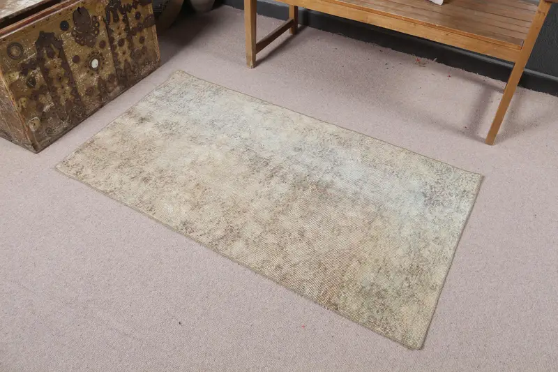 2.7x4.9 ft Turkish Small Rug, Vintage Gray Floral Rug - 1