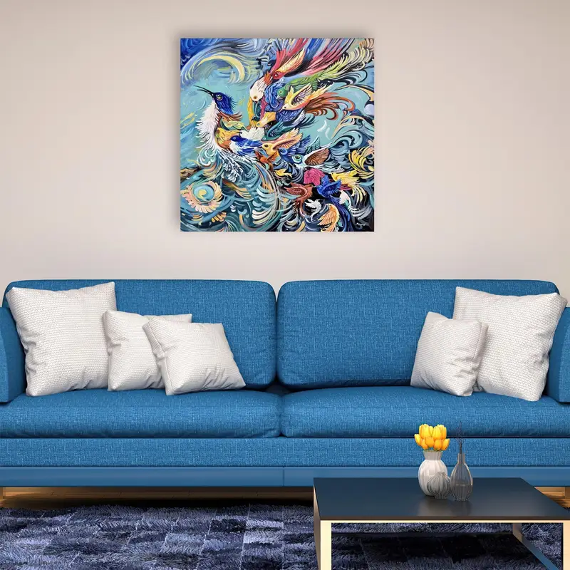 モダンなプリント ガラス: トレンディな抽象的な Simurgh 鳥のデザイン