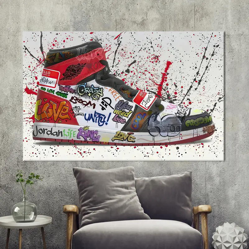 Shoe Hype Sneaker Art, Graffiti Shoes Wall Art, Sneaker Poster, Shoes Graffiti Wall Art, Trendy Wall Art, Canvas Wall Decor, Canvas Wall Art - 1