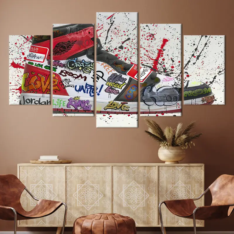 Shoe Hype Sneaker Art, Graffiti Shoes Wall Art, Sneaker Poster, Shoes Graffiti Wall Art, Trendy Wall Art, Canvas Wall Decor, Canvas Wall Art - 5