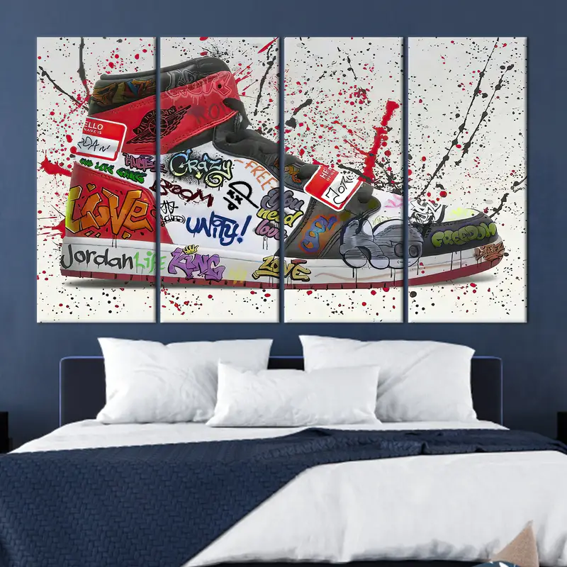 Shoe Hype Sneaker Art, Graffiti Shoes Wall Art, Sneaker Poster, Shoes Graffiti Wall Art, Trendy Wall Art, Canvas Wall Decor, Canvas Wall Art - 3