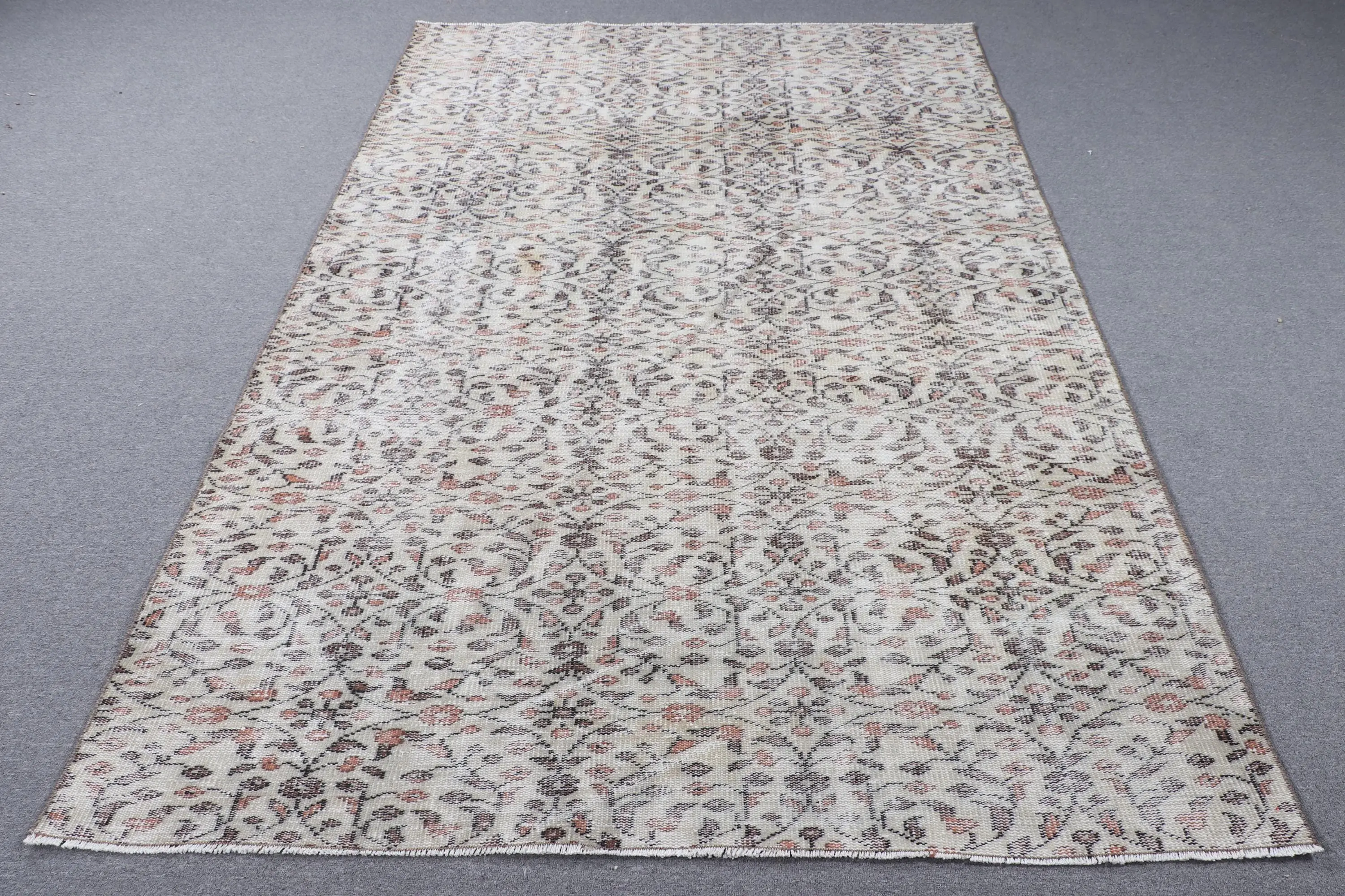Türkischer Vintage-Teppich, 162 x 245 cm, weißer Wollteppich - 1