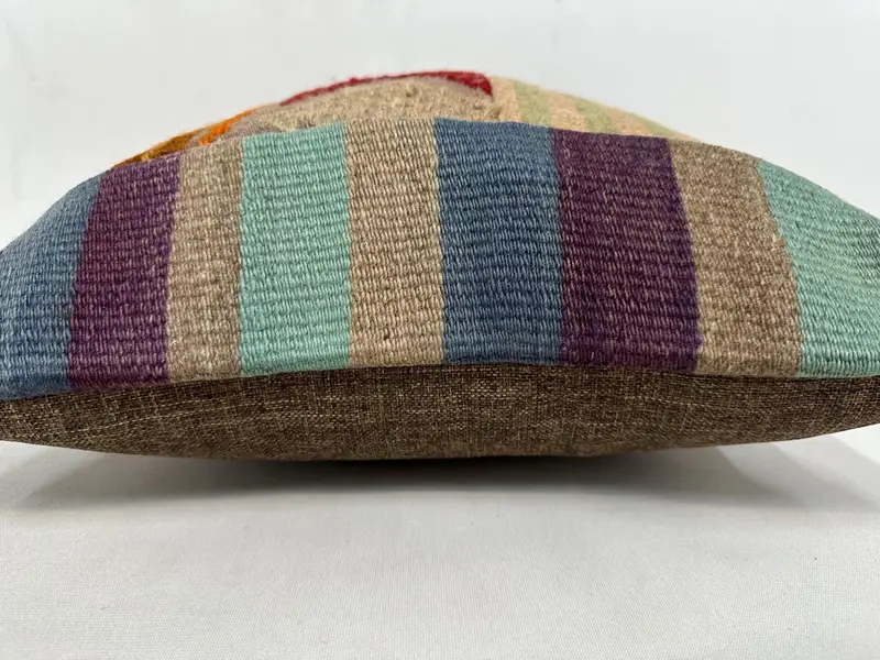Ethnical Kilim Rug Pillow, Cushion Case, Gift Pillow, Turkish Kilim Pillow, 16x16 Beige Pillow Sham, Kilim Rug Cushion Cover - 5