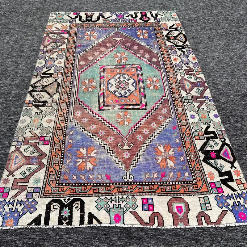 Bej ve Mor Kamuflaj Halı, 0,4x7,7 ft Şık Dekor