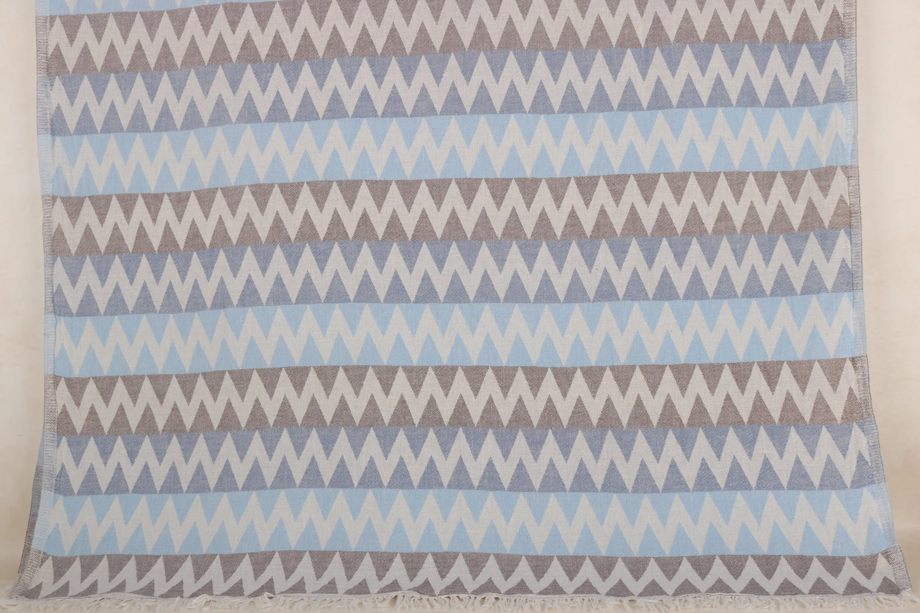 Zigzag Tasarım Türk Pamuğu Banyo Havlusu Bej, 40x71 İnç - 1