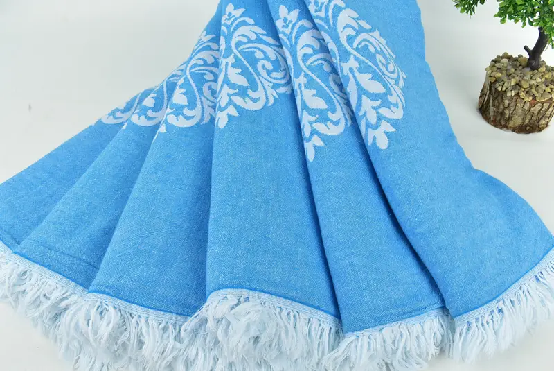 Throw Blanket Couch, 96x76 Cotton Baroque Towel, Decorative Blanket, Bridal Shower Gift, Wedding Day Gift For Bride, Custom Shower Curtain - 6