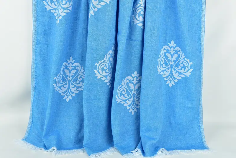 Throw Blanket Couch, 96x76 Cotton Baroque Towel, Decorative Blanket, Bridal Shower Gift, Wedding Day Gift For Bride, Custom Shower Curtain - 1