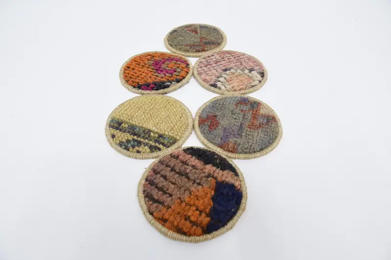 Orange and Bronze Round Coaster, Durable Rug Coaster