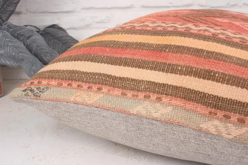 Pillow Cover, Throw Kilim Pillow, 20x20 Red Cushion Cover, Kilim Pillow Cover, Natural Pillow Cover, Vintage Kilim Throw Pillow - 6