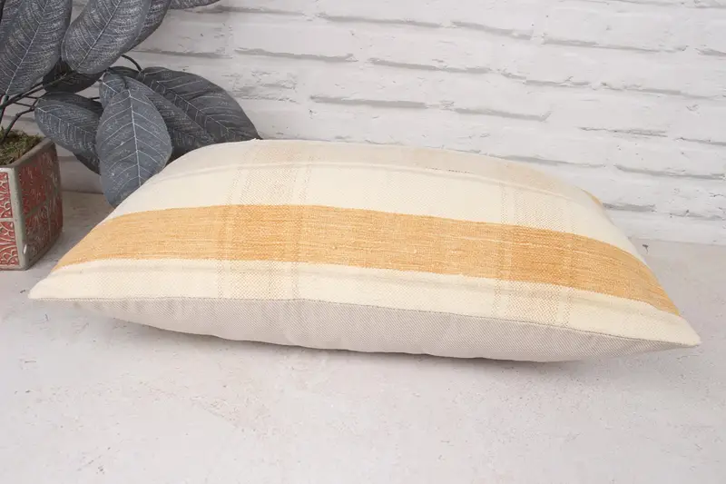 Cubierta de cojín, almohada de kilim turco, almohada blanca de 12x20, almohada de alfombra de kilim étnico, cojín de lanzamiento de diseñador, caja de almohada de patio, almohada de kilim - 5