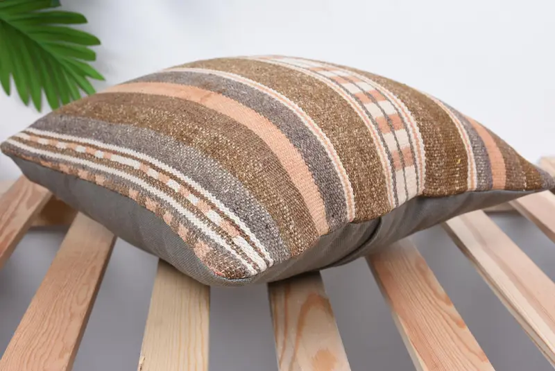 Cushion, Lounge Throw Pillow Case, Interior Designer Pillow, Kilim Pillow, Throw Kilim Pillow, Pet Cushion, 14x14 Brown Pillow Case - 6