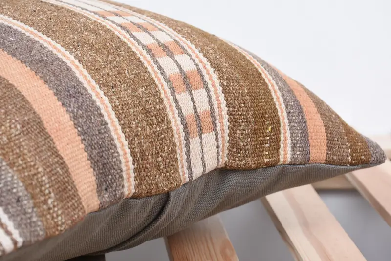 Cushion, Lounge Throw Pillow Case, Interior Designer Pillow, Kilim Pillow, Throw Kilim Pillow, Pet Cushion, 14x14 Brown Pillow Case - 7