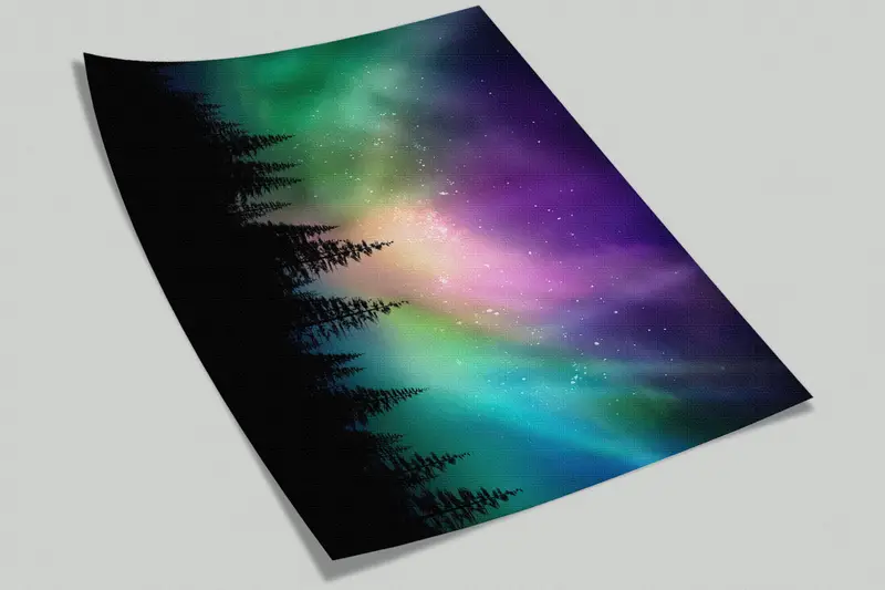 Sky Mural, Nature Wall Mural, Tree Wall Painting, Aurora Borealis Wall Painting, Starry Sky Wall Art, Northern Light Wall Decor, - 10