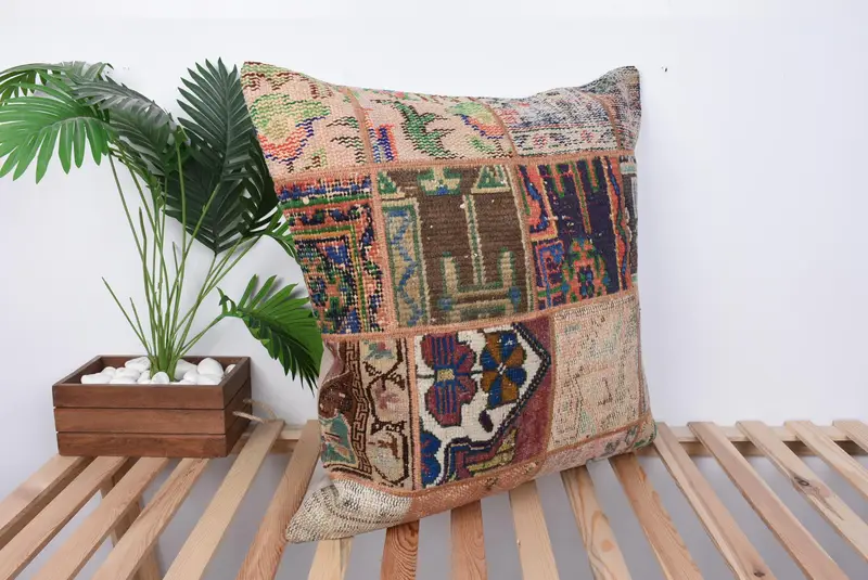 Aesthetic Cushion Case, Kilim Pillow, Pillow Cover, 28x28 Blue Cushion Case, Interior Designer Pillow, Meditation Pillow Cover, Vintage Pillow - 4