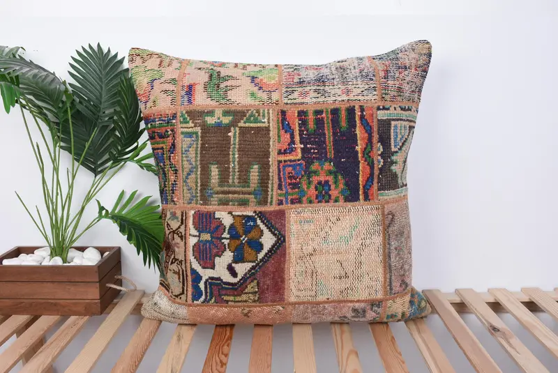 Aesthetic Cushion Case, Kilim Pillow, Pillow Cover, 28x28 Blue Cushion Case, Interior Designer Pillow, Meditation Pillow Cover, Vintage Pillow - 1