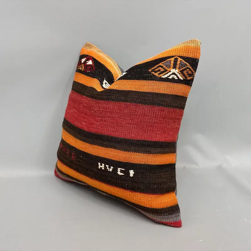 Retro Pillow, Pillow for Couch, Turkish Corner Cushion, Pillow for Sofa, Pillow Sham, 18x18 Orange Pillow Case, Sofa Pillow Case, Antique Pillows - 3
