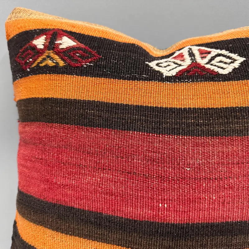 Retro Pillow, Pillow for Couch, Turkish Corner Cushion, Pillow for Sofa, Pillow Sham, 18x18 Orange Pillow Case, Sofa Pillow Case, Antique Pillows - 5