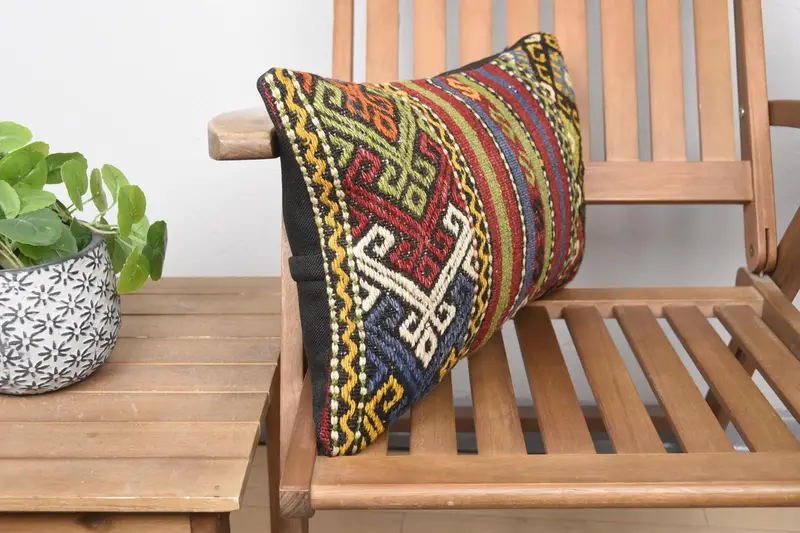 Pillow for Sofa, 12x20 Red Cushion Cover, Couch Pillow Case, Ethnical Kilim Rug Pillow, Cushion Cover, Antique Pillows, Aesthetic Cushion Case - 2