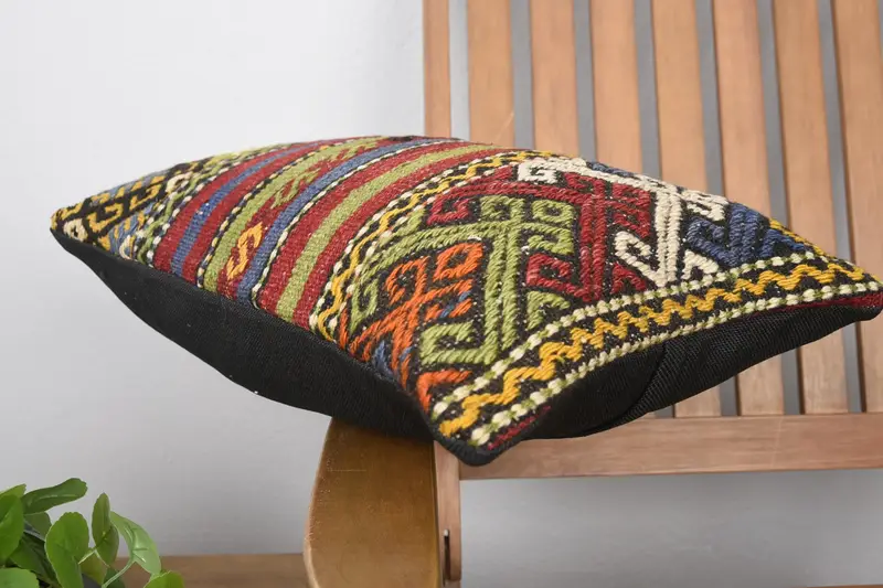 Pillow for Sofa, 12x20 Red Cushion Cover, Couch Pillow Case, Ethnical Kilim Rug Pillow, Cushion Cover, Antique Pillows, Aesthetic Cushion Case - 6