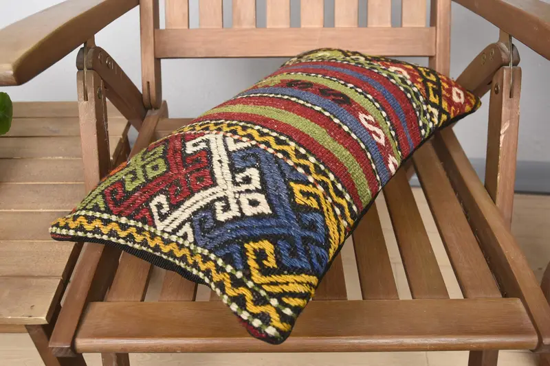 Pillow for Sofa, 12x20 Red Cushion Cover, Couch Pillow Case, Ethnical Kilim Rug Pillow, Cushion Cover, Antique Pillows, Aesthetic Cushion Case - 4