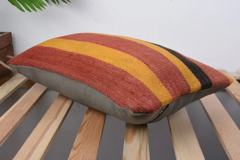 Shabby Chic Cushion Case, Cushion Case, 12x20 Yellow Pillow Case, Gift Pillow, Kilim Pillow, Turkish Kilim Pillow, Authentic Cushion Cover - 6