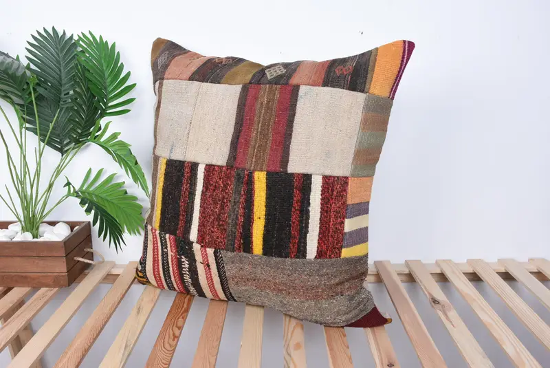 Ethnic Throw Pillow, Vintage Pillow, 28x28 Brown Cushion Cover, Boho Pillow Sham Cover, Pillow Cover, Wholesale Cushion Cover, Antique Pillows - 5