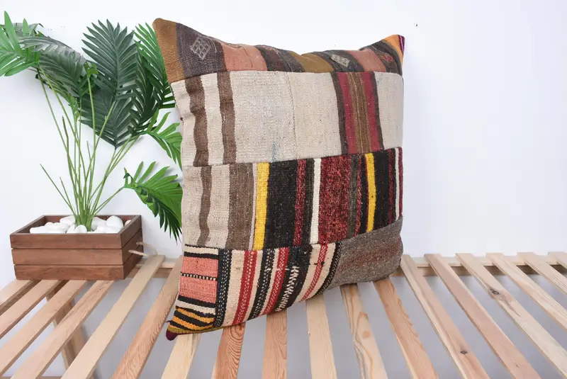 Ethnic Throw Pillow, Vintage Pillow, 28x28 Brown Cushion Cover, Boho Pillow Sham Cover, Pillow Cover, Wholesale Cushion Cover, Antique Pillows - 4