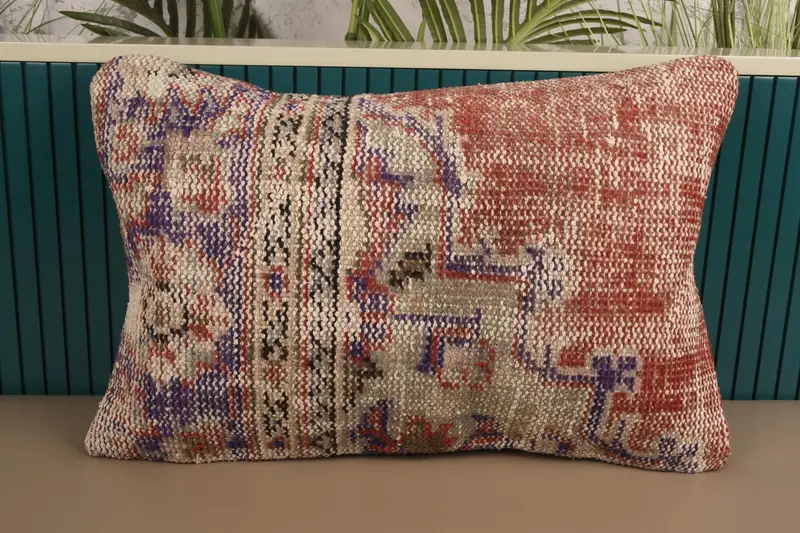 Geometric Turkish Cushion Cover, 16x24 inch Blue Bedroom Gift Pillowcase - 1